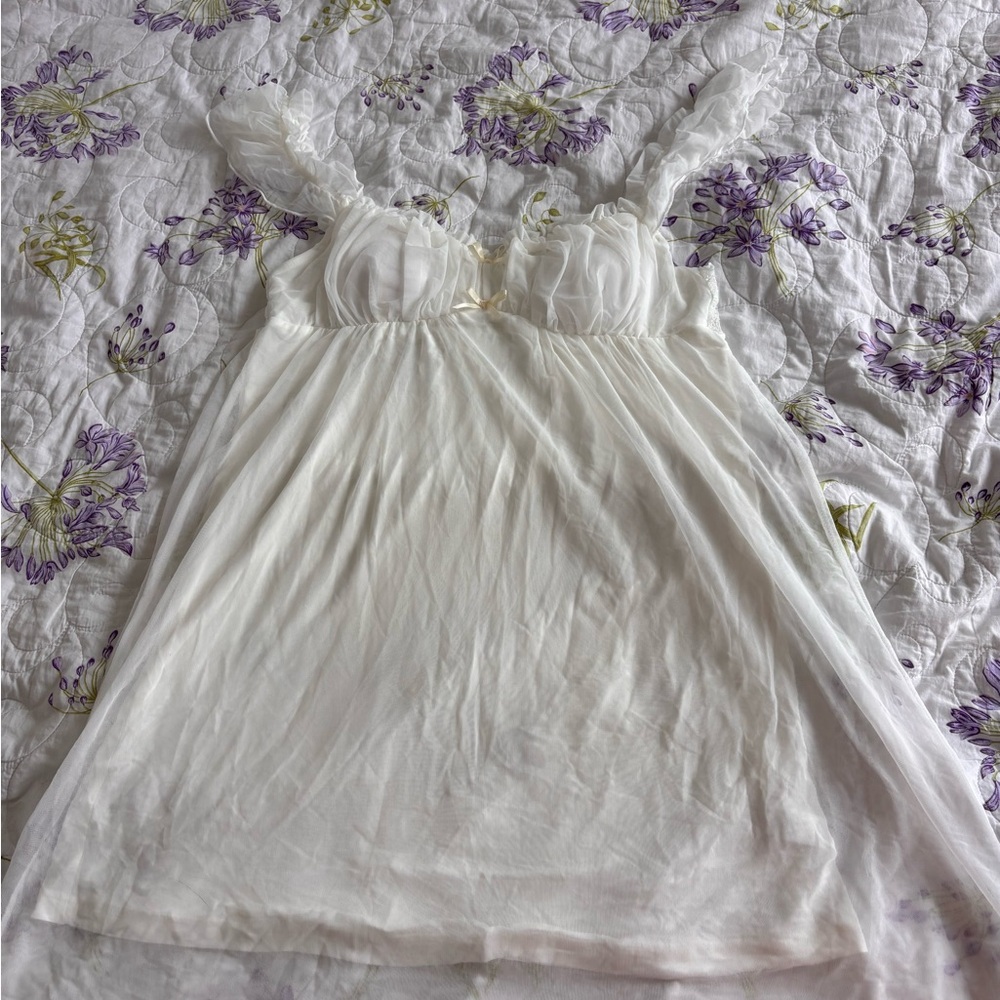 Elegant white babydoll lingerie dress